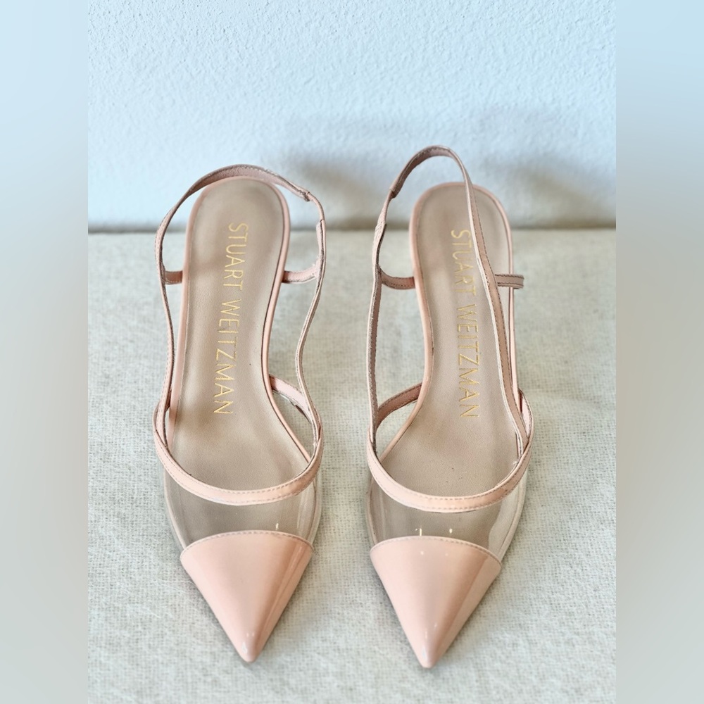 Pre-Owned Stuart Weitzman Women's Pink Poudre Mondrian 50 Slingback Pumps